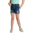 thumbnail image 1 of Justice Girls High Rise Button Front Denim Shorts, Sizes 6-14, Slim & Plus, 1 of 4