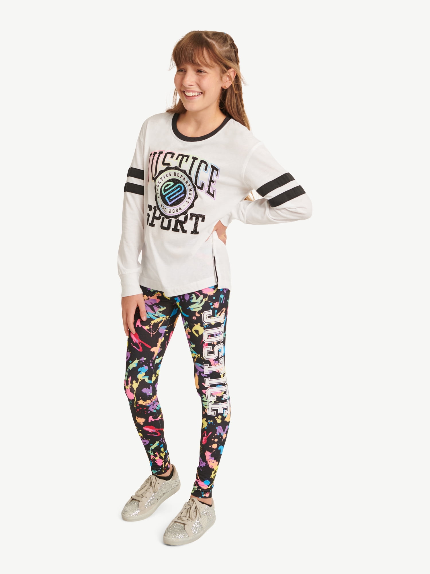 Justice Girls Holiday Gifting Graphic Long Sleeve T-Shirt & Legging 2-Piece  Outfit Set, Sizes XS-XLP 
