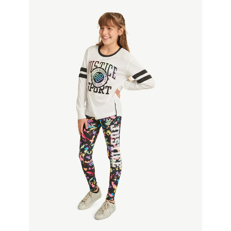 Justice Girls Holiday Gifting Graphic Long Sleeve T-Shirt & Legging 2-Piece  Outfit Set, Sizes XS-XLP 