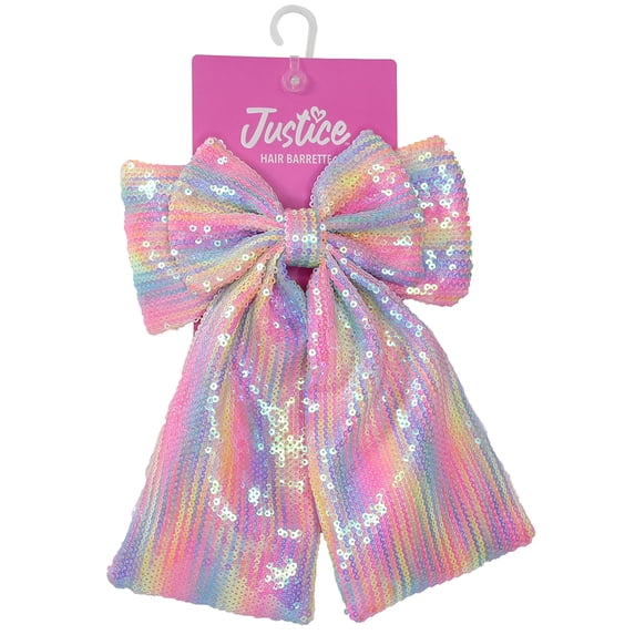 Justice Girls Iridescent Multi Sequin Bow Hair Barrette
