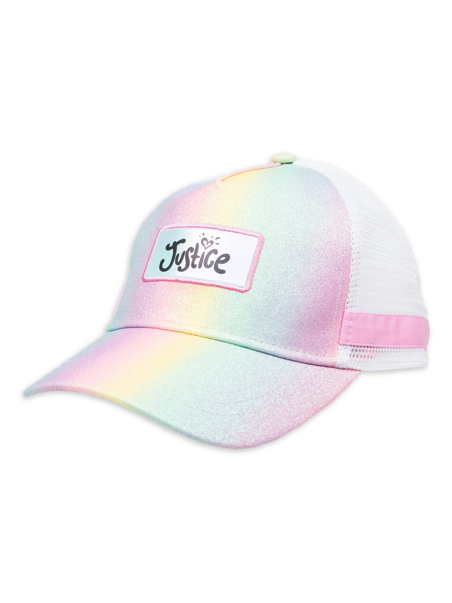 【DISCERNMENT】Glossy I LOVE YOU ball cap Justice Girls Rainbow Glitter Baseball Hat - Sun Protection