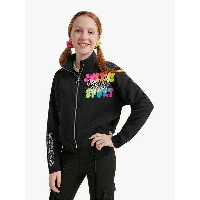 Justice Girls JSport Active Full Zip Mock Neck Sweater, Sizes XSXLP