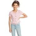 thumbnail image 1 of Justice Girls Lace Trimmed Button Front T-Shirt, Sizes XS-XLP, 1 of 4