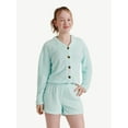 thumbnail image 1 of Justice Girls Long Sleeve Cardigan Sleep Top and Shorts, 2-Piece, Sizes 5-18 & Plus, 1 of 4