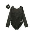thumbnail image 1 of Justice Girls Long Sleeve Gymnastics and Dance Leotard with Mesh Panels & Rhinestone Accents, XS-XL, 1 of 5