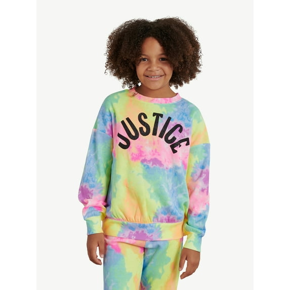Justice Girls Long Sleeve Fleece Crewneck Sweatshirt, Sizes XS-XLP