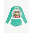 thumbnail image 1 of Justice Girls Long Sleeve Rashguard with Boy Short Bikini Bottom Two-Piece Swim , Sizes 5-18, 1 of 5
