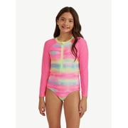 Justice Girls Long Sleeve Surf Zip Swimsuit, sizes XS-XL