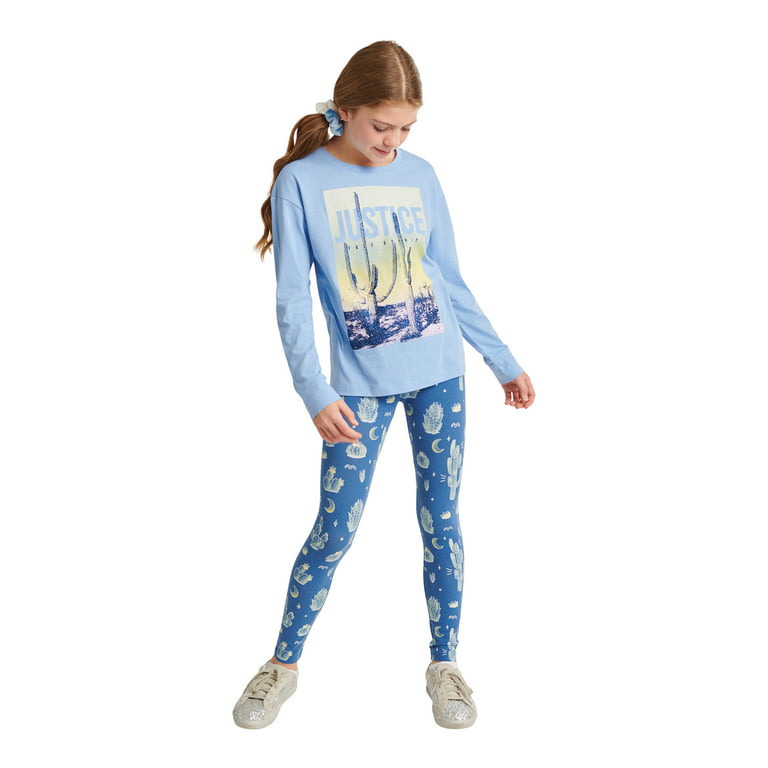 Tween Diva Big Girls 7-16 Long Sleeve Smiley Face Graphic Sweatshirt & Solid  Flare Leg Leggings Set