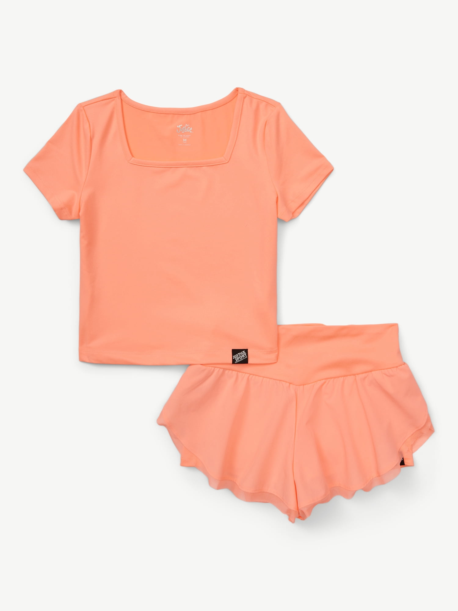 Walmart Deal of Justice Girls Mesh Hem Tulip Short Set, Sizes XS - XLP