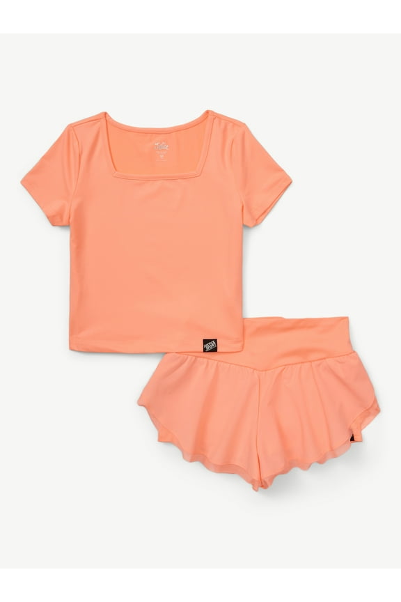 Girls Mesh Hem Tulip Short Set, Sizes XS - XLP