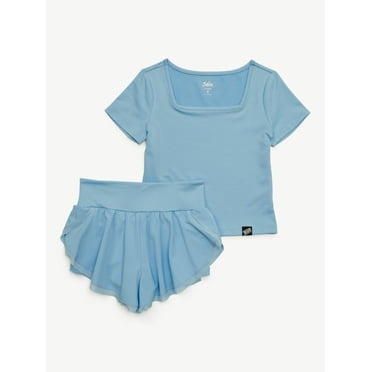 Justice Girls Mesh Hem Tulip Short Set, Sizes XS - XLP
