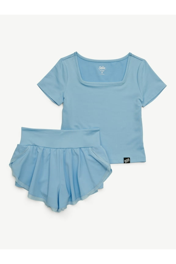 Girls Mesh Hem Tulip Short Set, Sizes XS - XLP