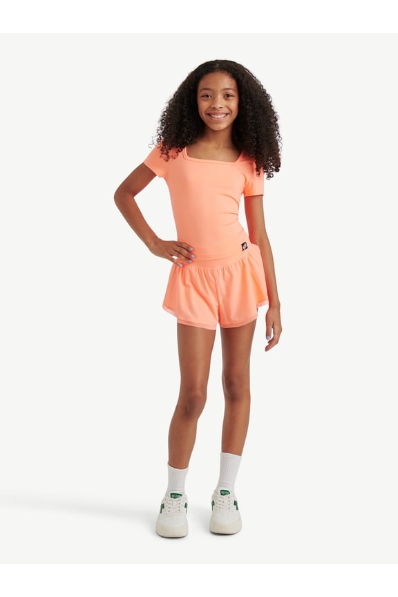 Girls Mesh Hem Tulip Short Set, Sizes XS - XLP