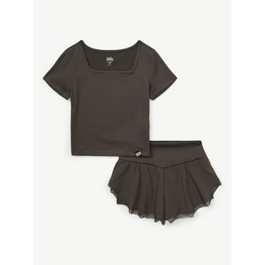 Justice Girls Mesh Hem Tulip Short Set, Sizes XS - XLP