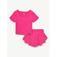 thumbnail image 1 of Justice Girls Mesh Hem Tulip Short Set, Sizes XS - XLP, 1 of 9