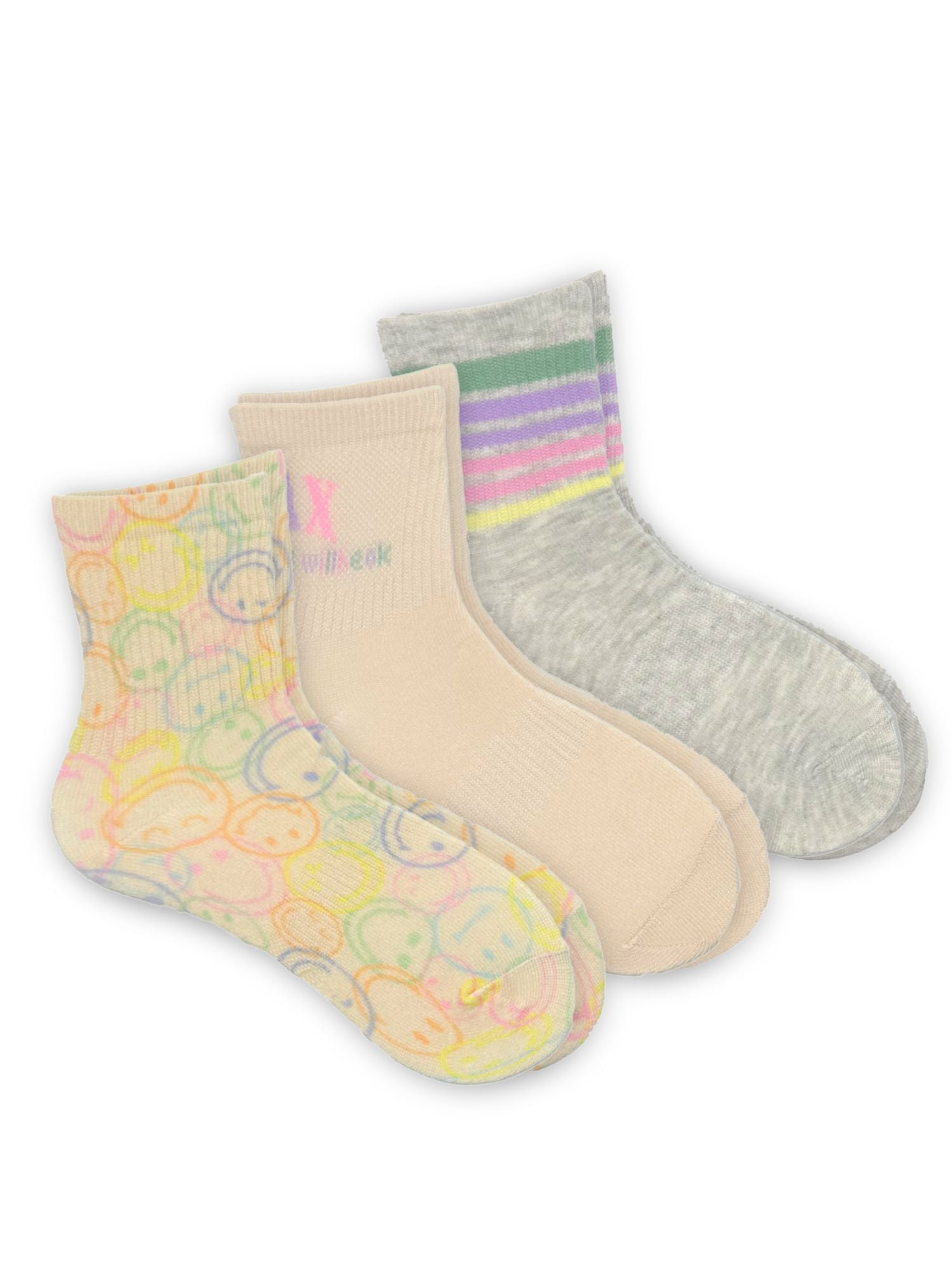 Justice Girls Mid Crew Socks 3-Pack, Sizes M-L - Walmart.com