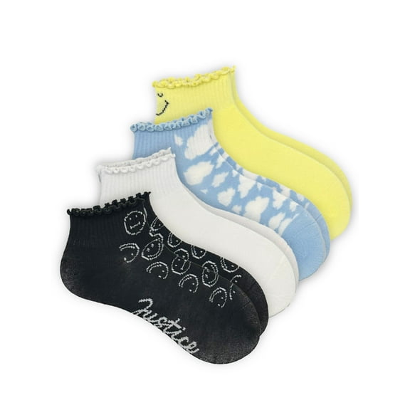 Justice Girls Mid Pearled Boyfriend Socks 4-Pack, Sizes M-L