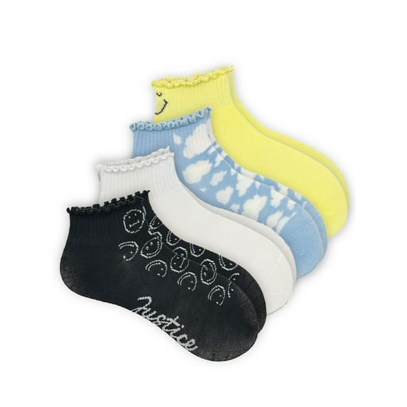 Justice Girls Mid Pearled Boyfriend Socks 4-Pack, Sizes M-L