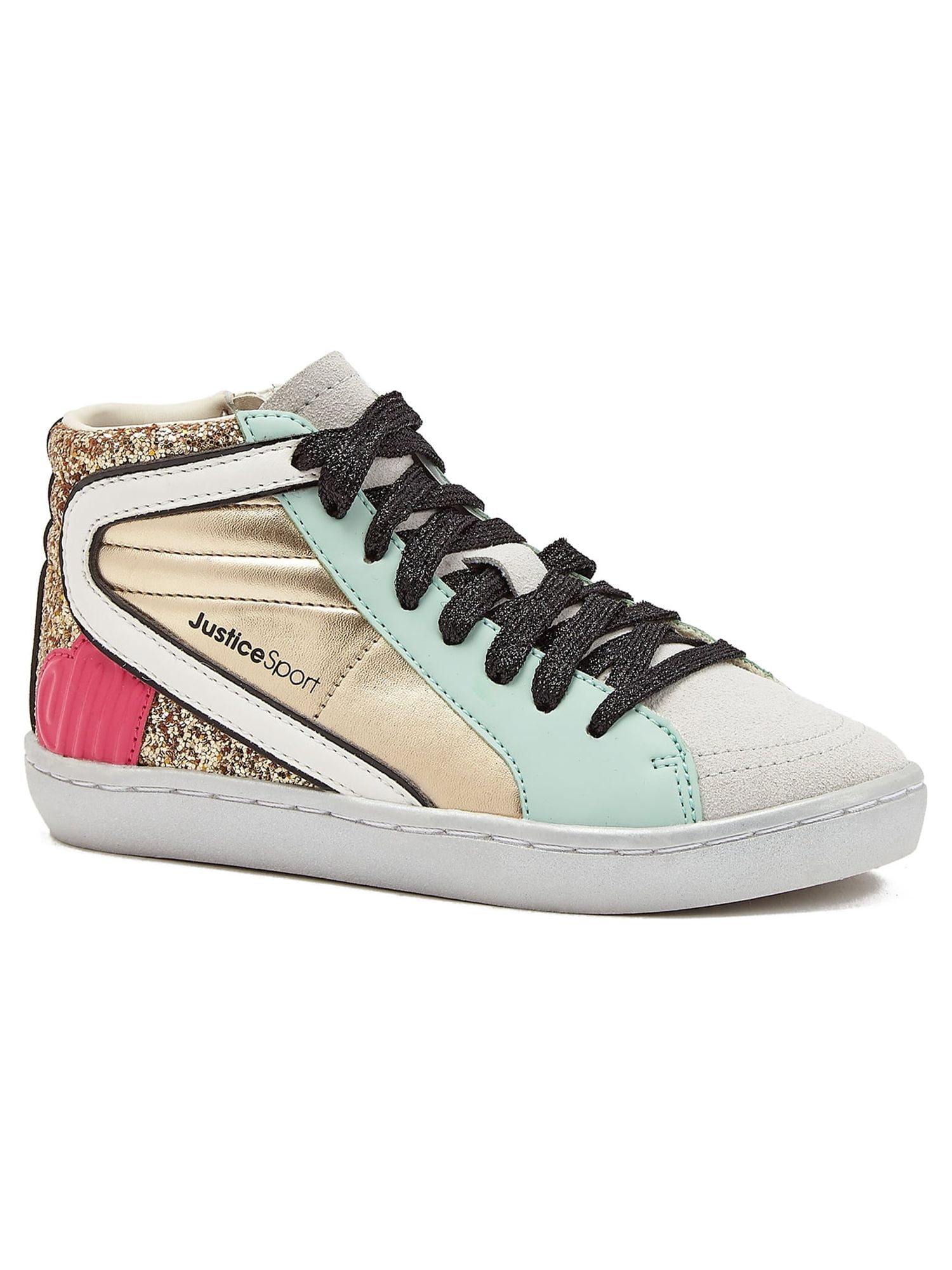 Justice Girls Mid Top Court Sneakers Sizes 13 4 Walmart