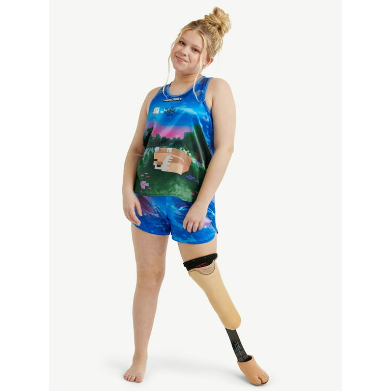 Justice Girls Minecraft Tank and Short Sleep Set 2 Piece Pajama Set Sizes 5 18 Walmart