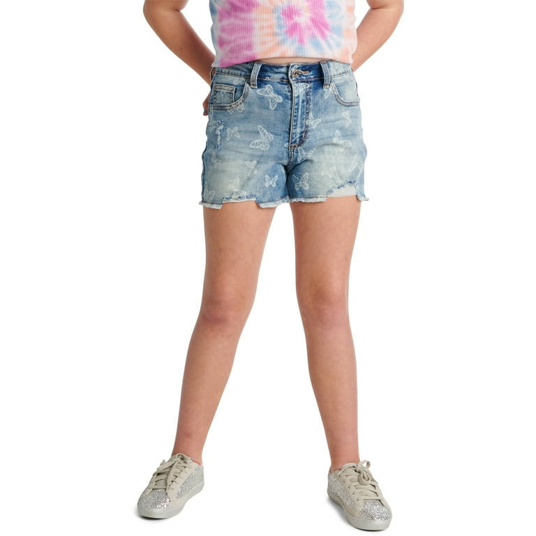Justice Girls Mini Mom Butterfly Denim Shorts, Sizes 6-14, Slim & Plus 