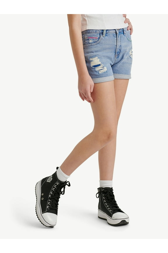 Girls Mini Mom Jean Short, Sizes 6-18, Slim & Plus