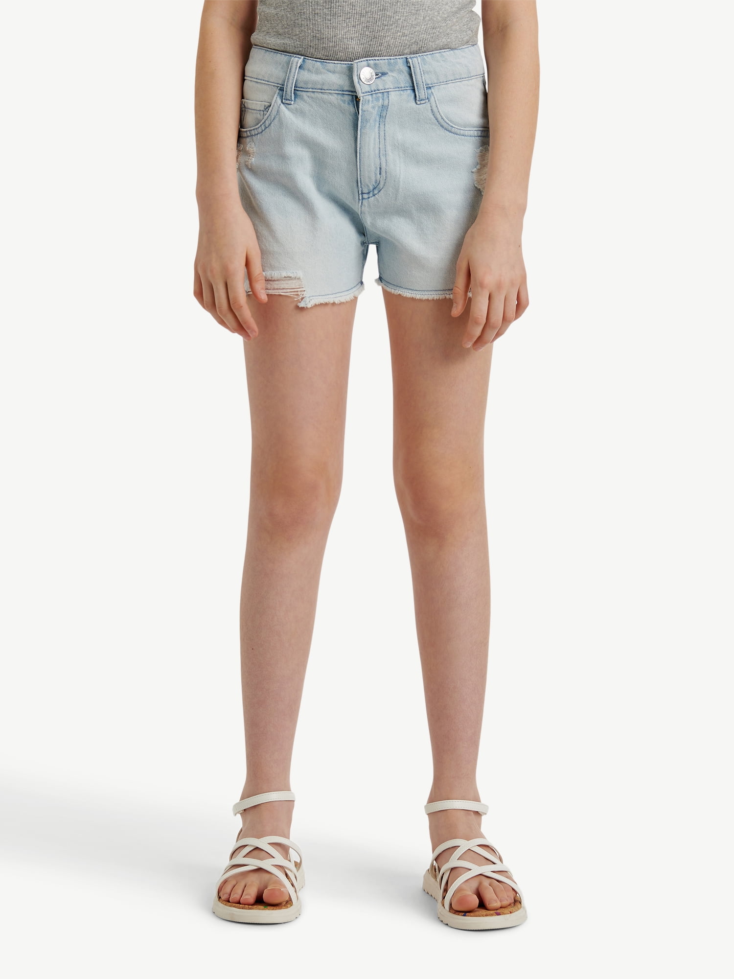 Justice Girls Mini Mom Light Wash Jean Short, Sizes 6-18, Slim & Plus