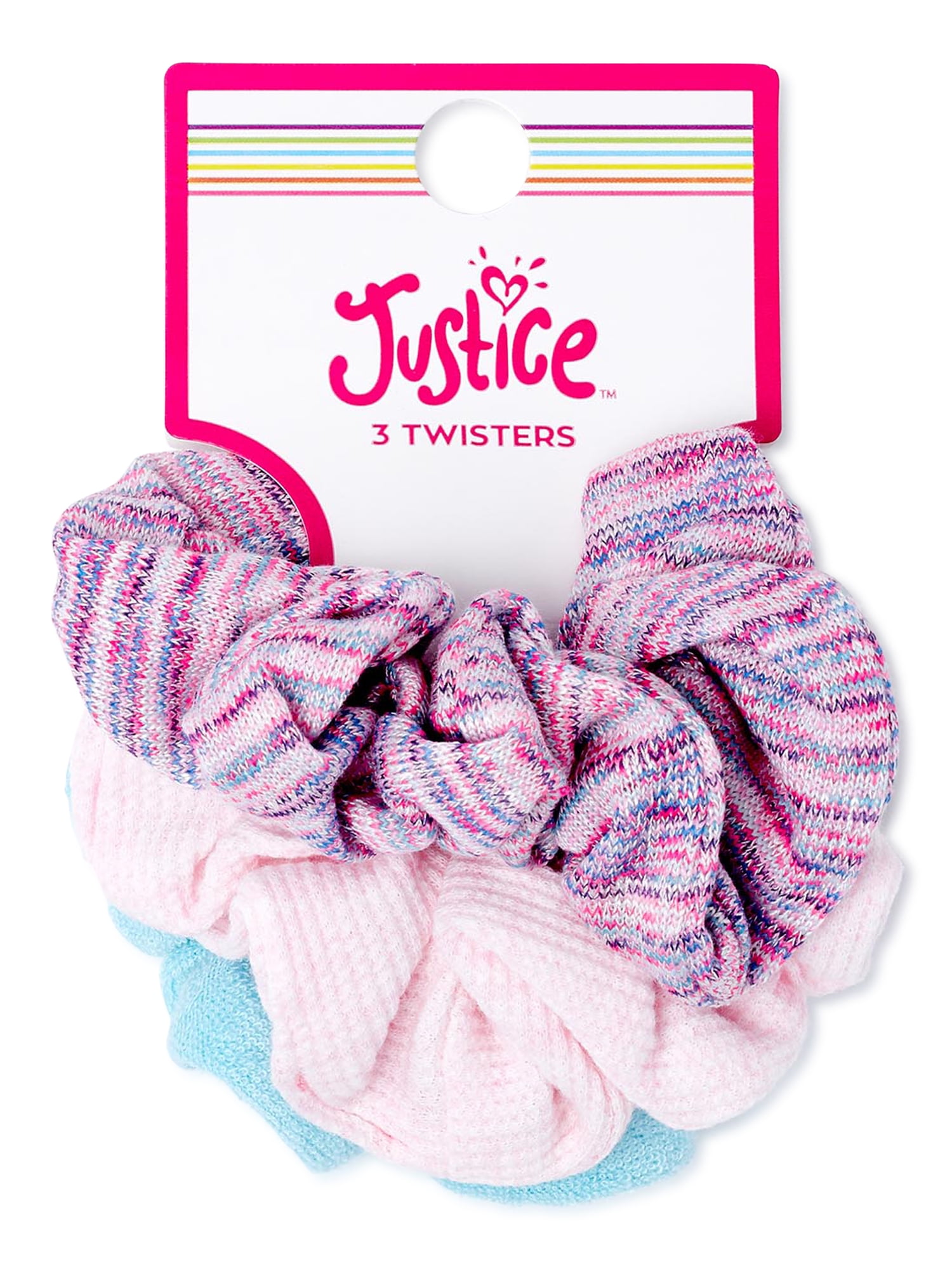 Justice Girls Multi Twister Hair Scrunchie Set 3 Pack