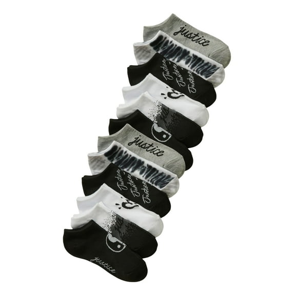 Justice Girls No-Show Socks, 12-Pack, Sizes M-L