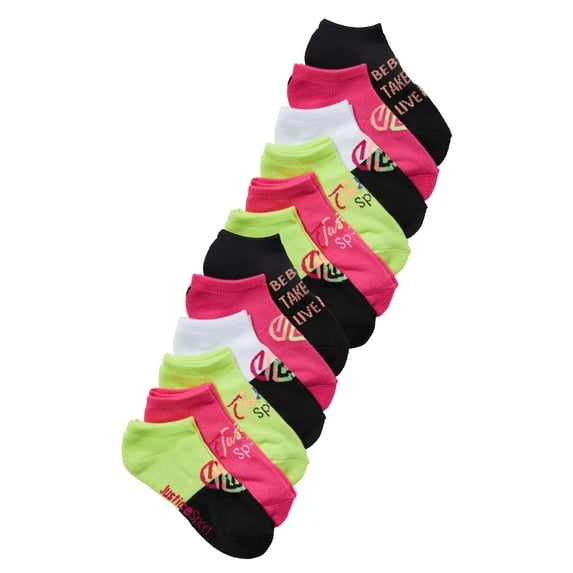 Justice Girls No-Show Socks, 12-Pack, Sizes M-L