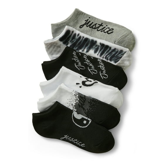 Justice, Girls No-Show Socks, 6-Pack, Sizes M-L