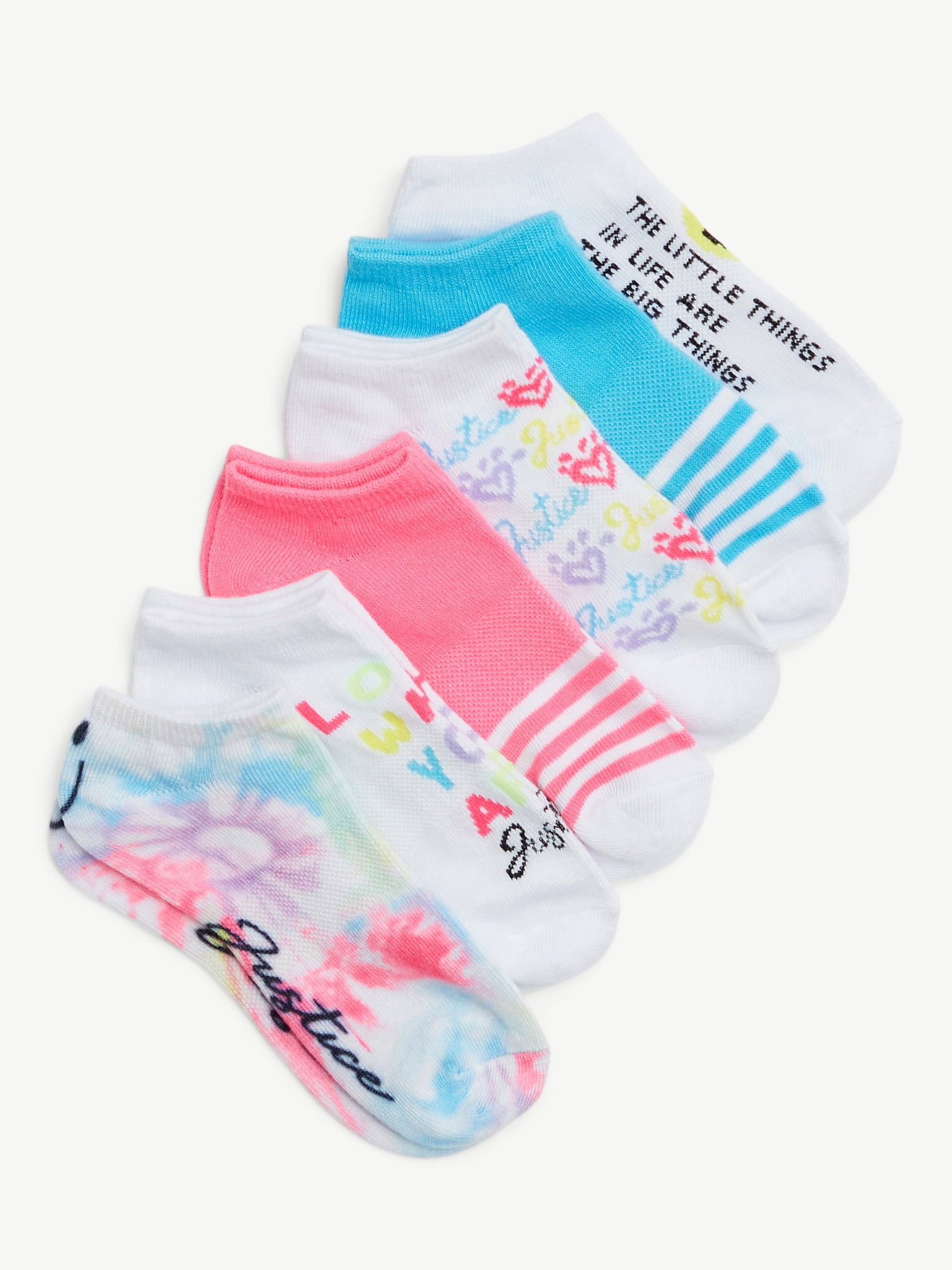 Justice, Girls No-Show Socks, 6-Pack, Sizes M-L - Walmart.com