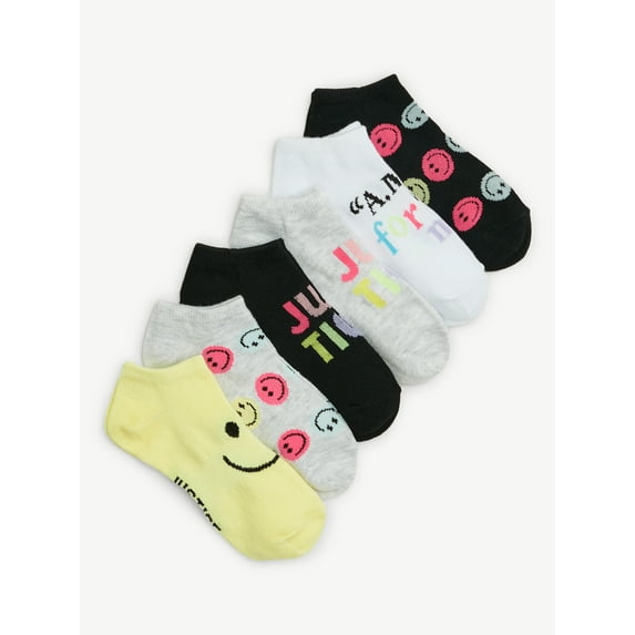 Justice, Girls No-Show Socks, 6-Pack, Sizes M-L