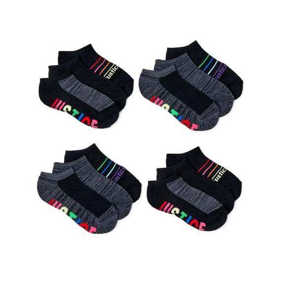 Justice Girls No Show Sport Socks, 12-Pack, Sizes M-L