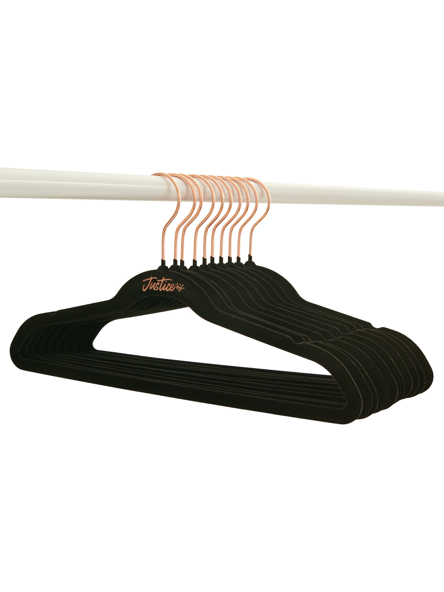 Justice Girls Non-Slip Swivel Hook Clothes Hangers, Black