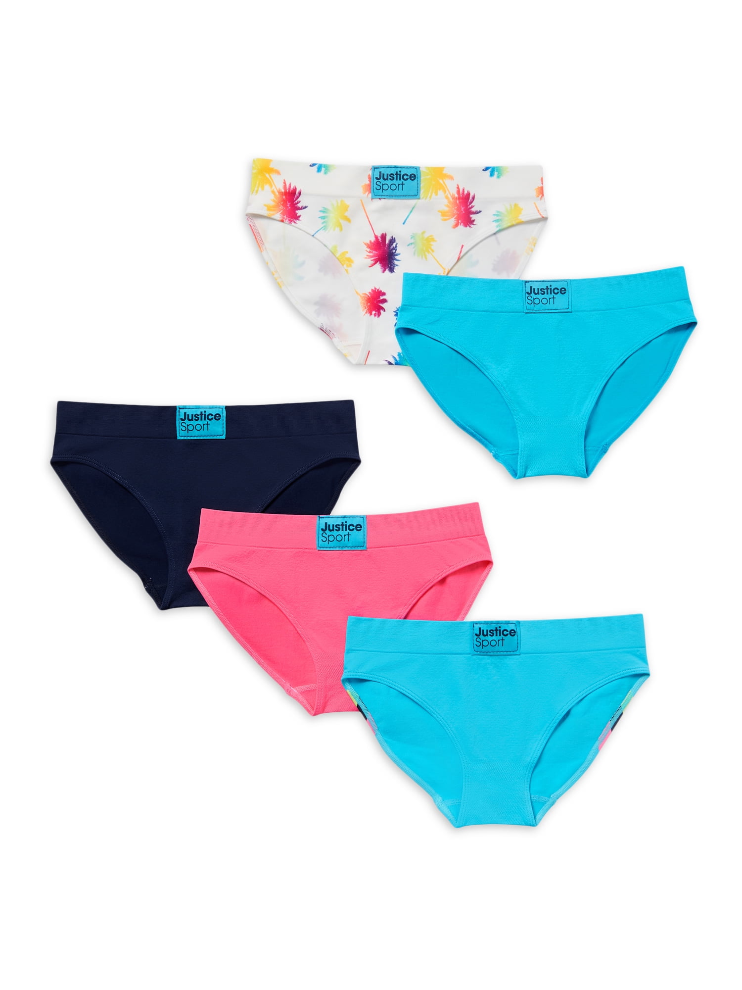 Justice Girls Nylon Spandex Bikini Underwear, 5-Pack Sizes 6-16 ...