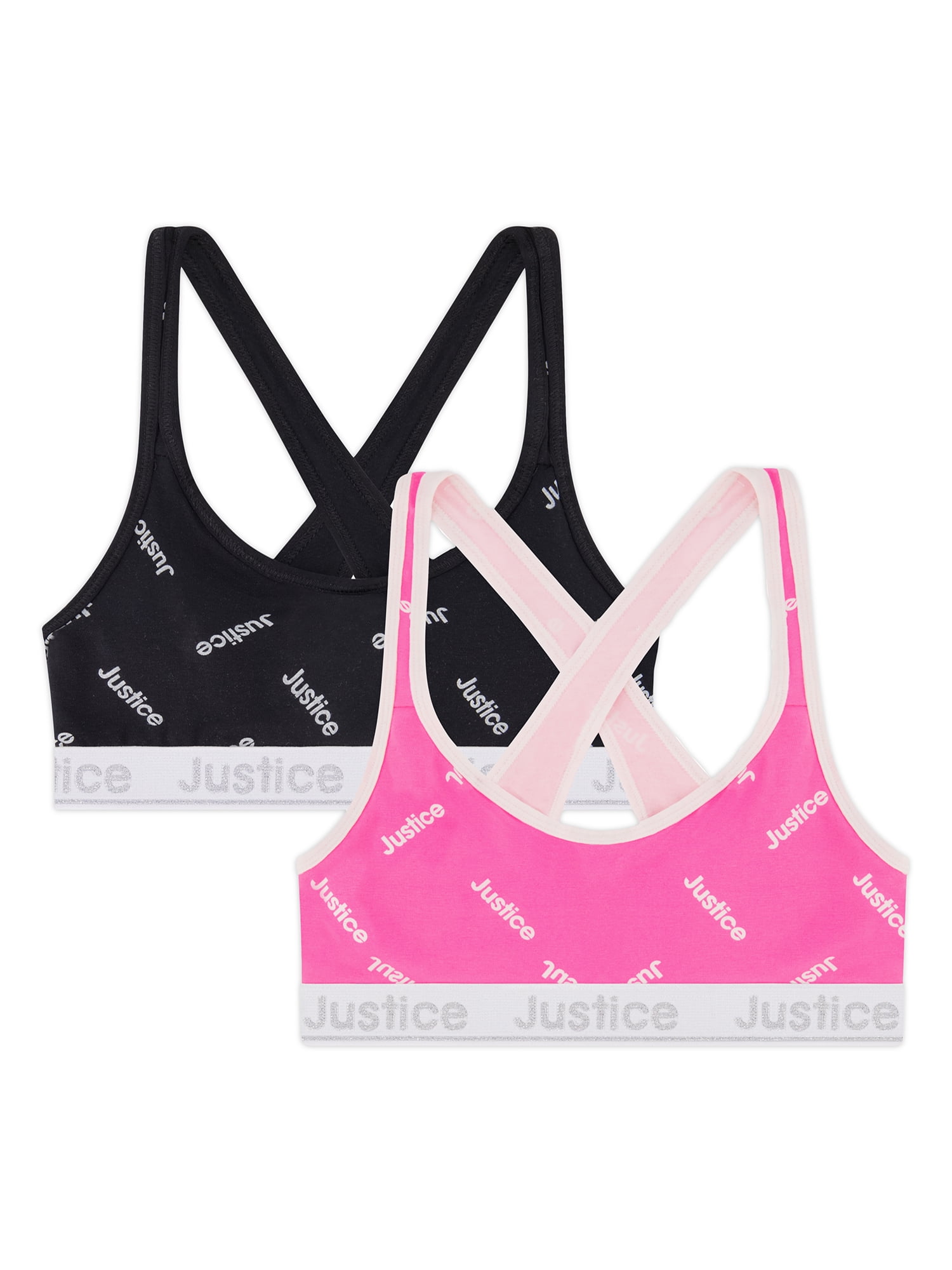 Justice Girls Oh So Soft Pull-on 2 Pack Criss Cross back Sportsbra 