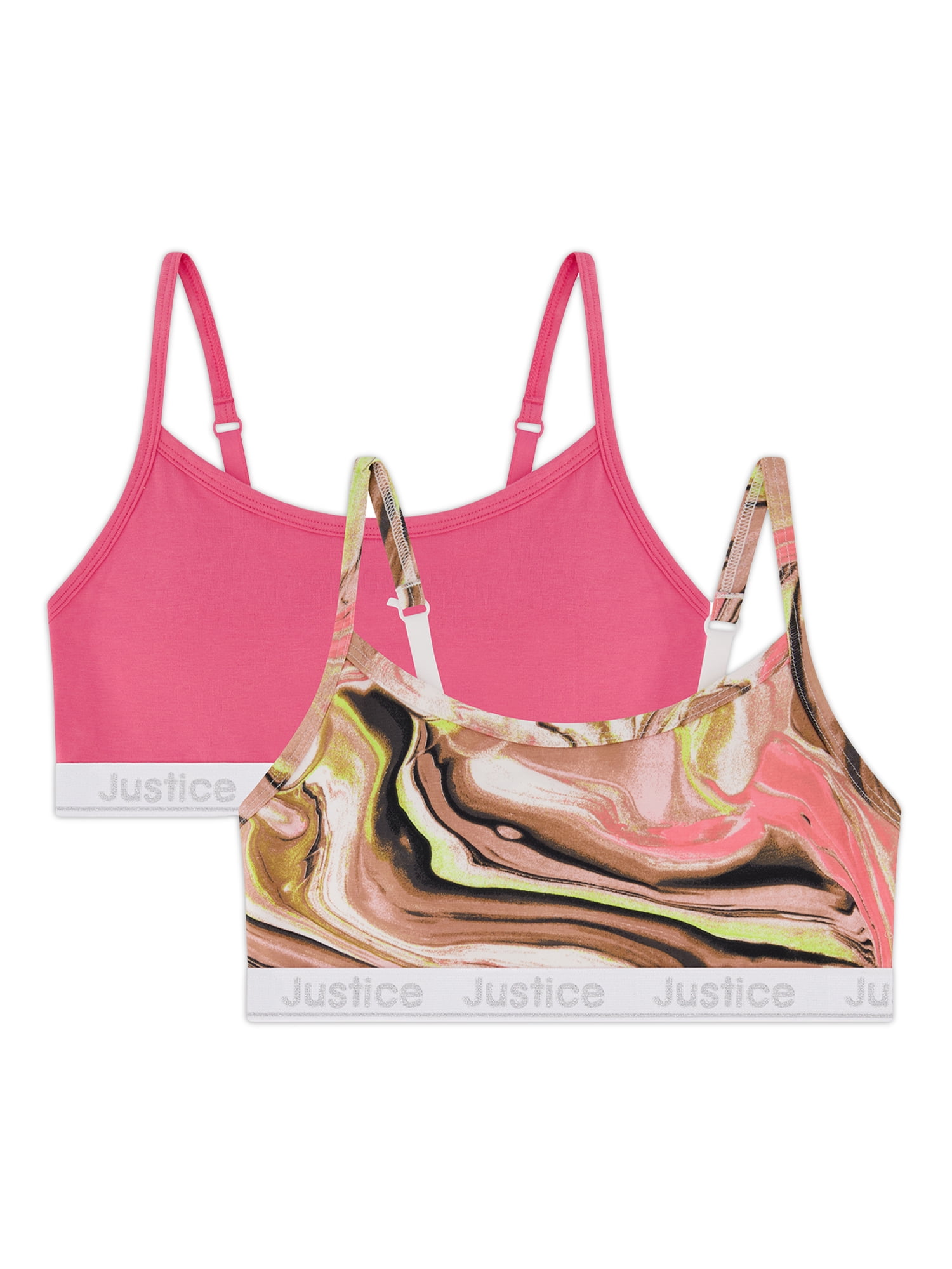 Justice Girls Oh So Soft 2Pk Strappy Bralette Sz 28 38 Walmart
