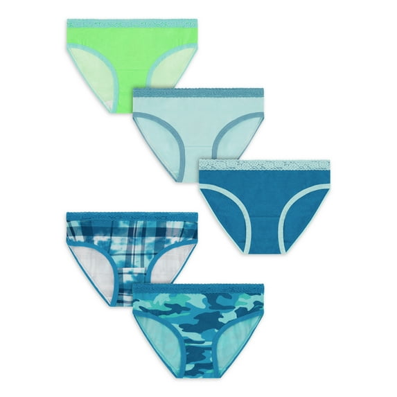 Justice Girls Oh So Soft Cotton Stretch Lace Waist 5Pk Hipsters Sz 6-16