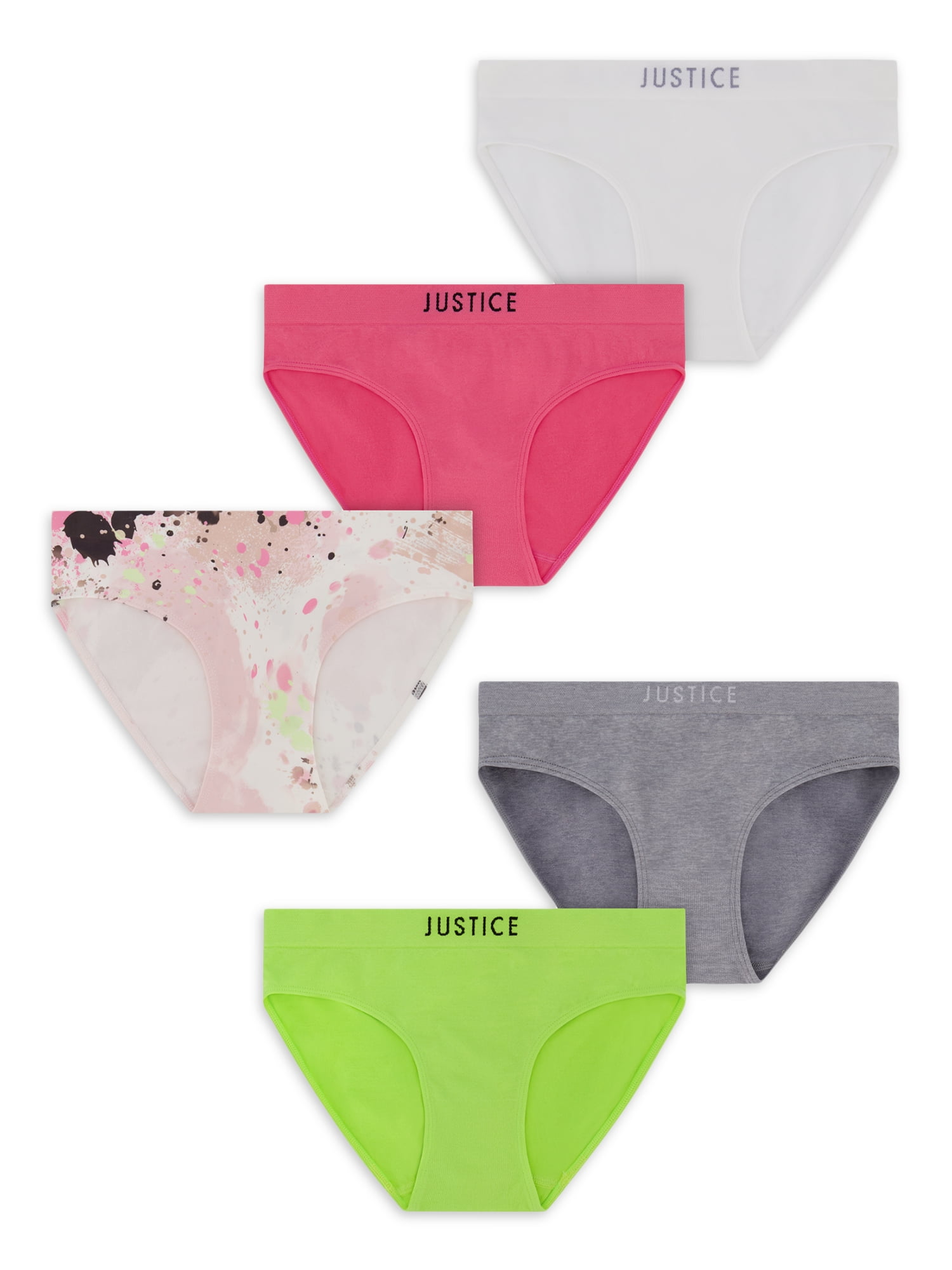 Justice Girls Oh So Soft Seamless 5 Pack Bikinis - Walmart.com