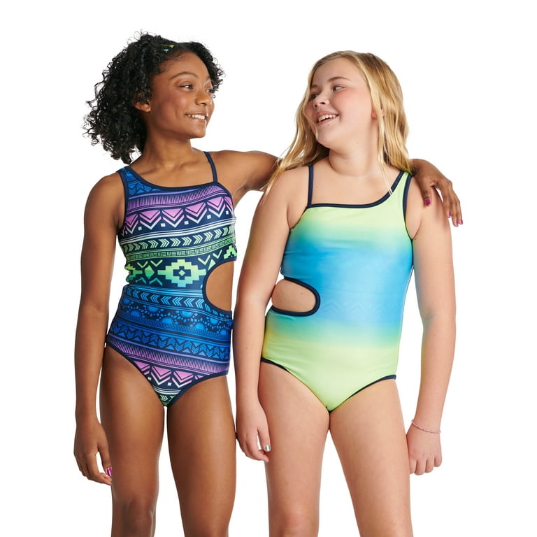 Justice Girls One Piece Cut Out Reversible Swimsuit, Sizes 5-18