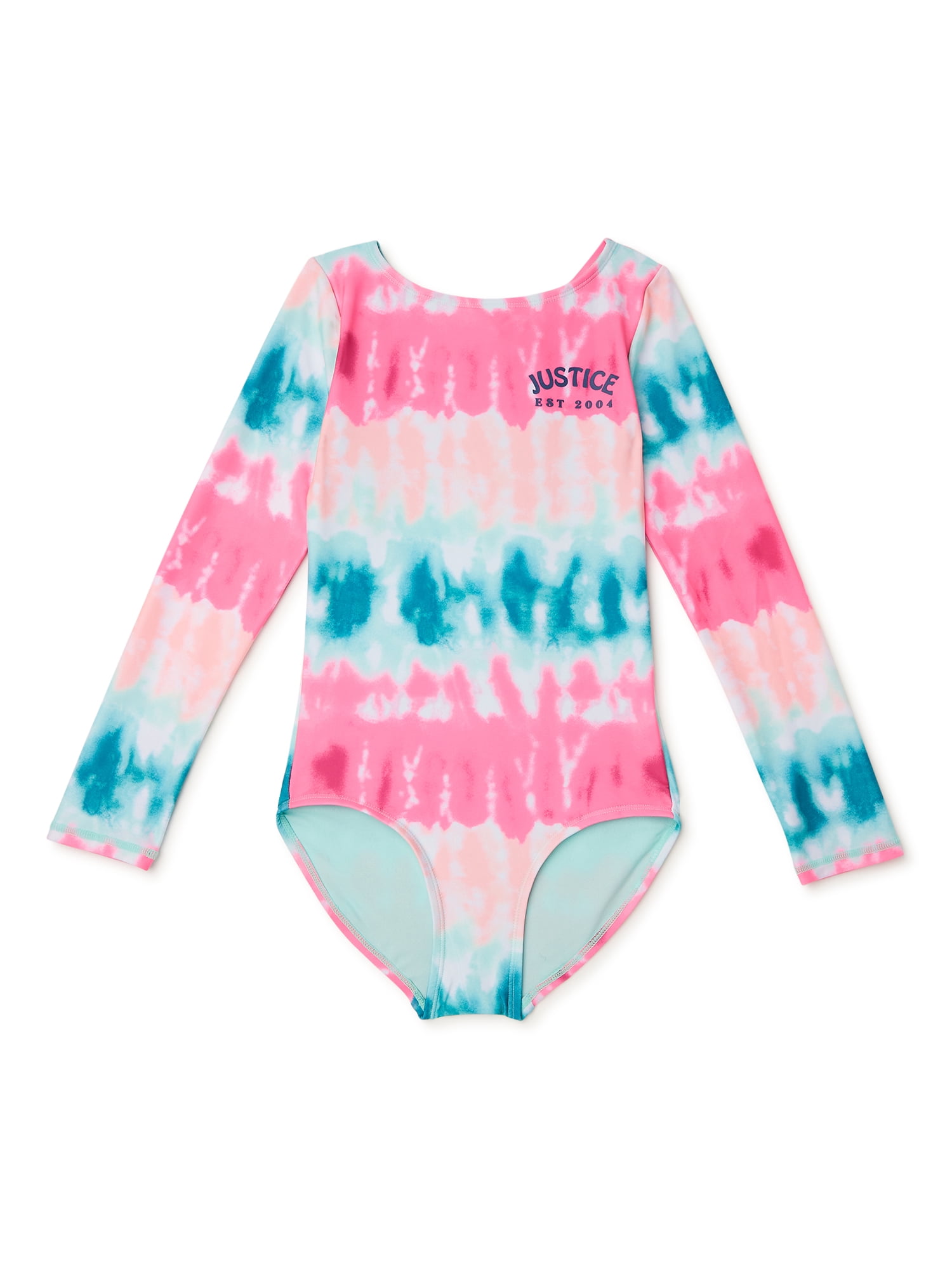 Justice Girls One Piece Long Sleeve Swimsuit, Sizes 6-20 Plus