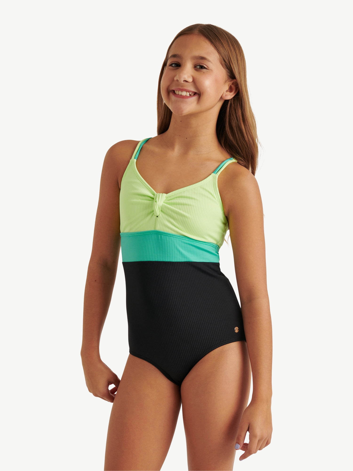 Justice Girls One Piece Ribbed Keyhole Swimsuit, sizes XS-XL