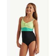 Girls One Piece Ribbed Keyhole Swimsuit, sizes XS-XL