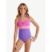 Girls One Piece Ribbed Keyhole Swimsuit, sizes XS-XL