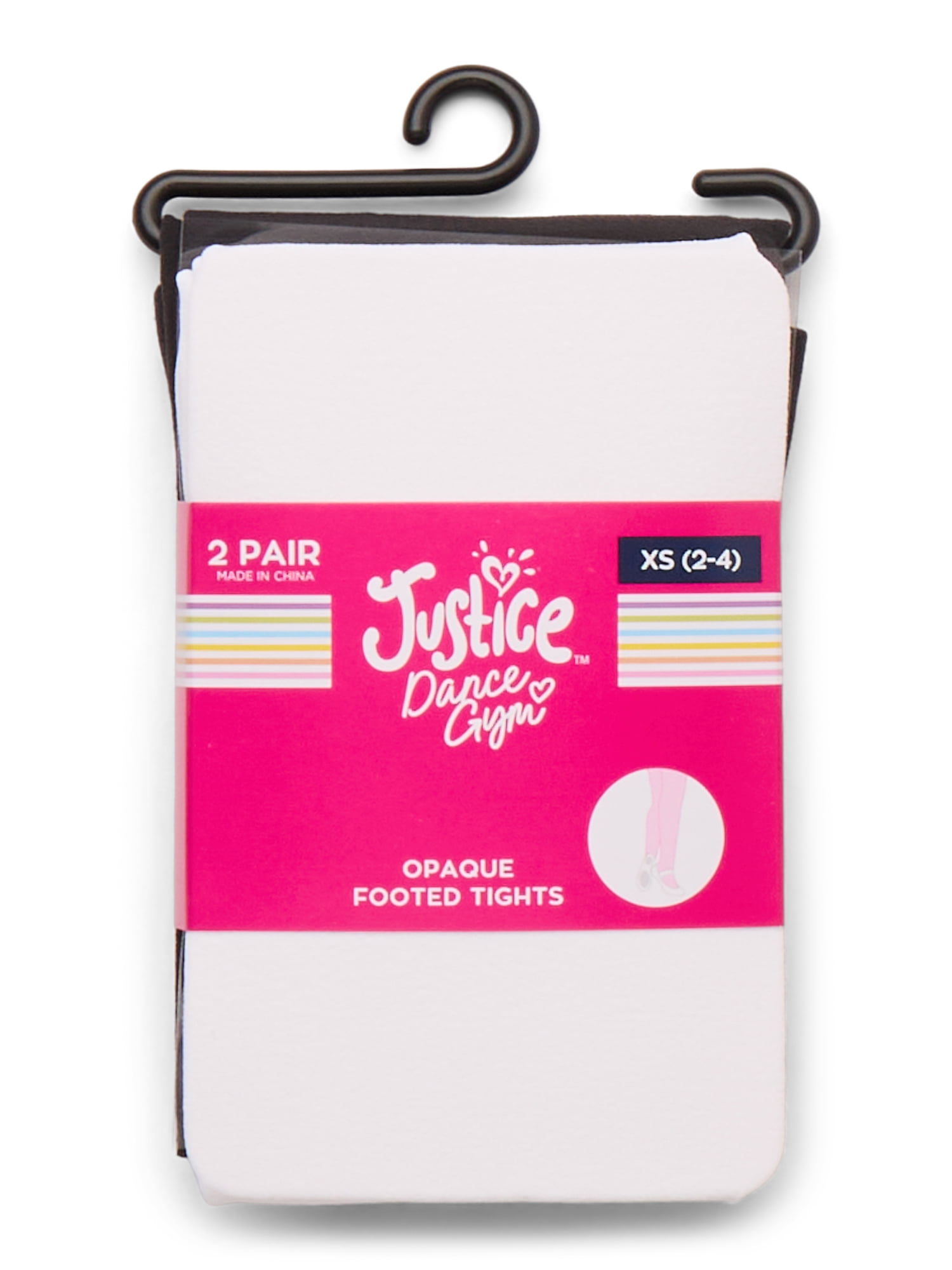 Justice Opaque Footed Ballet Tights for Girls, Sizes 2-16, 2 Pairs