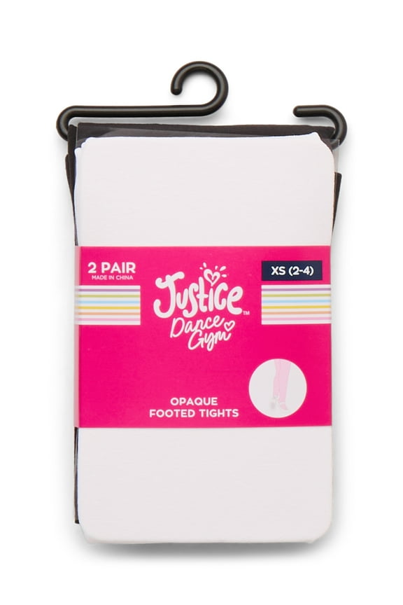 Opaque Footed Ballet Tights for Girls, Sizes 2-16, 2 Pairs