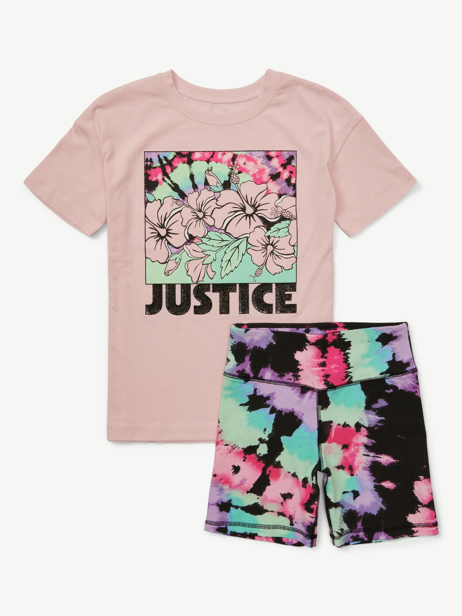 Justice Girls Oversized Tee & Bike Short Set, Sizes XS - XLP
