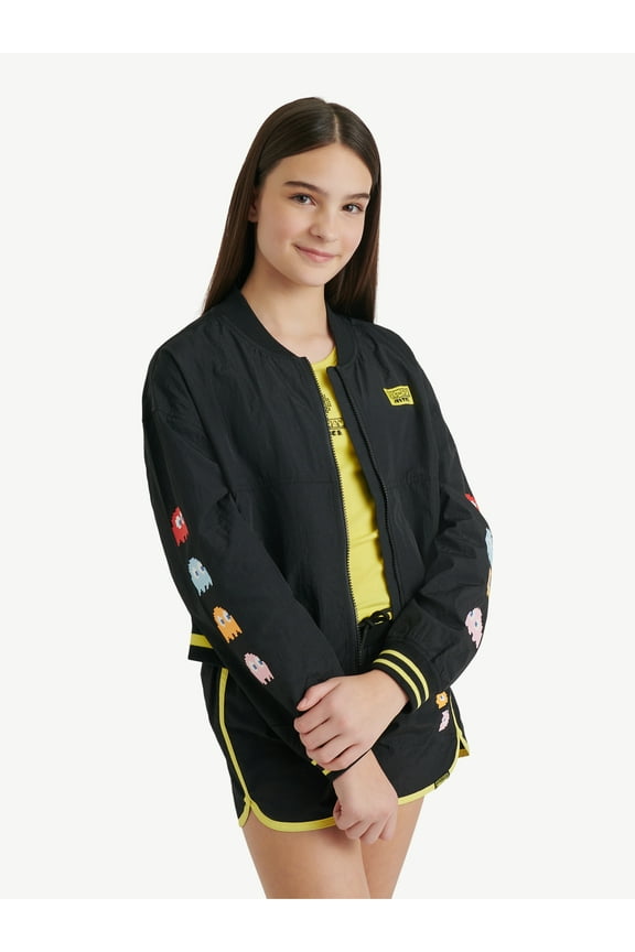 Girls PAC-MAN Bomber Jacket, Sizes XS-XL & Plus